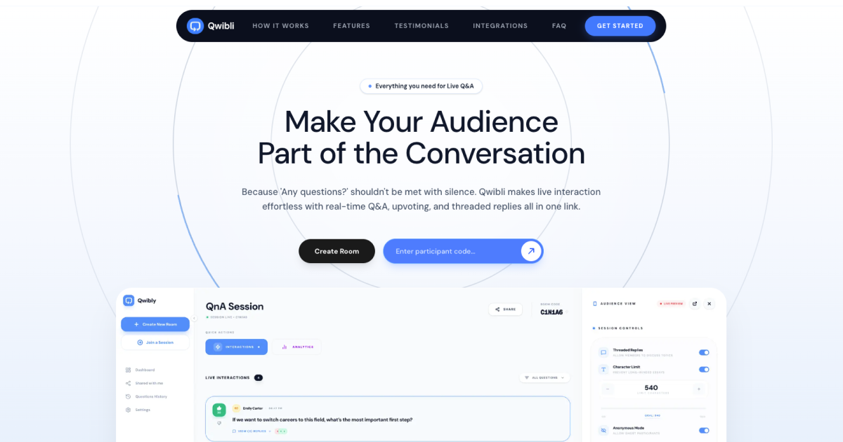 Qwibli – Free Live Q&A Tool for Presentations & Webinars